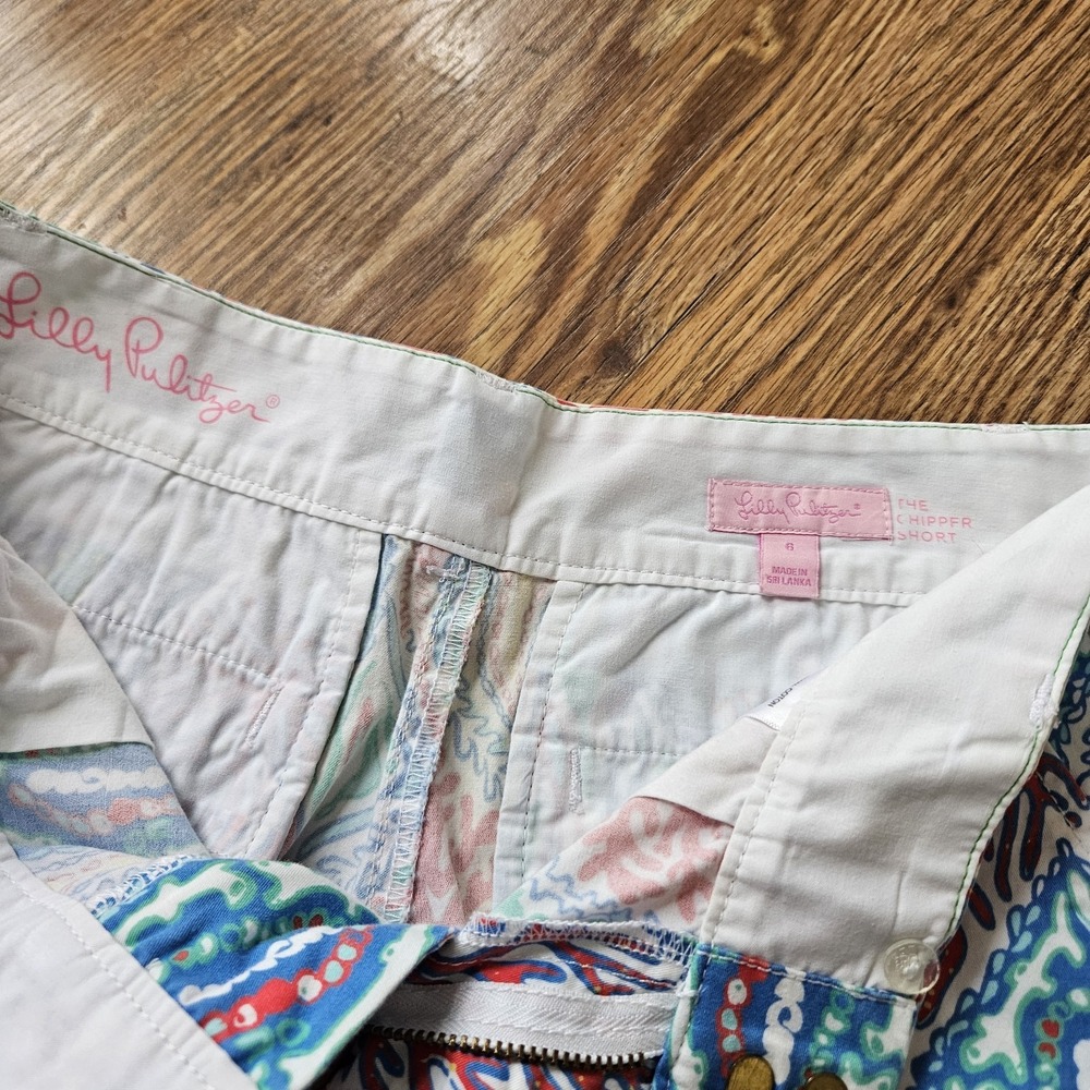 LILLY PULITZER Green/Pink Blue Bermuda Shorts Size 6 Cotton Summer EUC - Picture 5 of 12